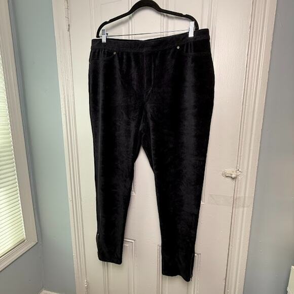 QVC Susan Graver Knit Corduroy Straight Leg Pants Womens 1X Black Pull On NWOT - Picture 1 of 11